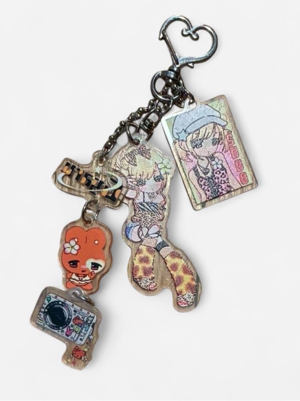 Kawaii Gyaru Girl Charm Keychain - Pink, Orange, Yellow